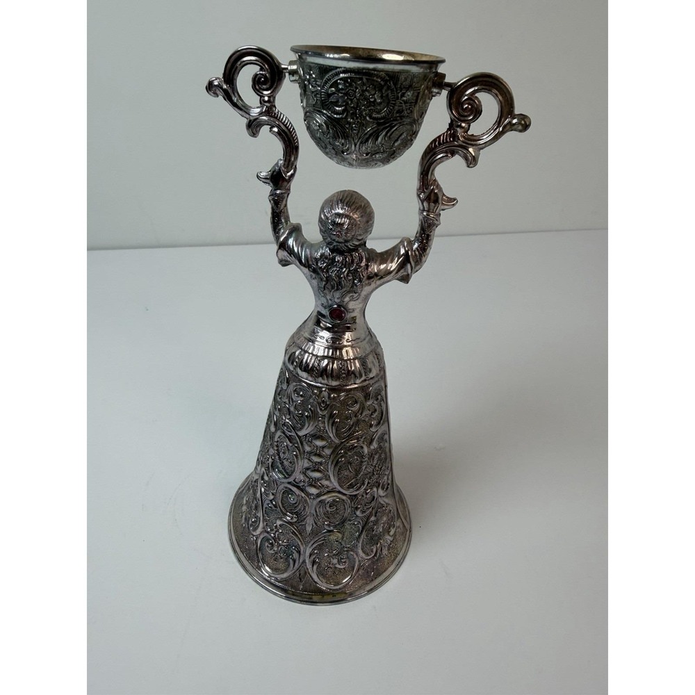 Silver Plated Wedding Cup German Chalice Lady Bridal Toasting Vintage - Picture 5 of 8